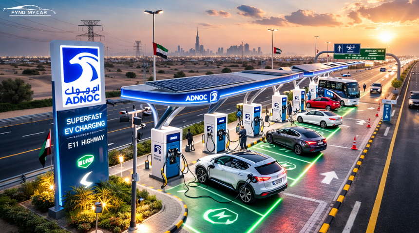 ADNOC Completes Superfast EV Charging Link on E11