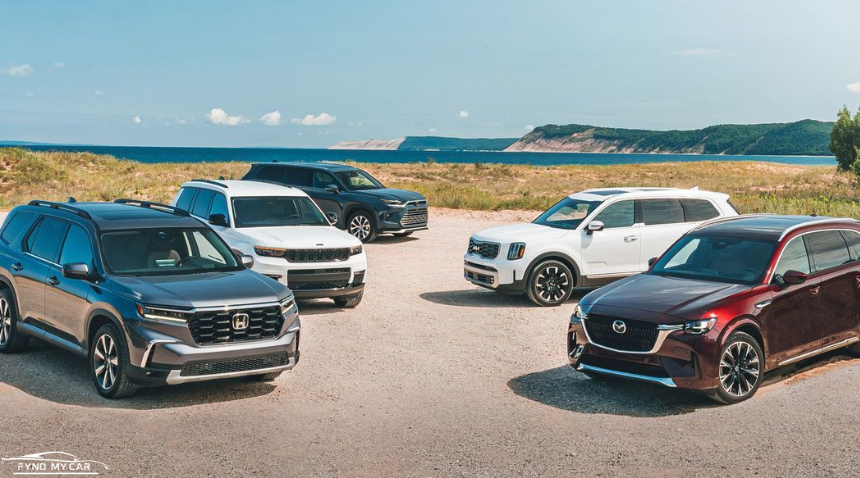 Multiple family SUVs parked